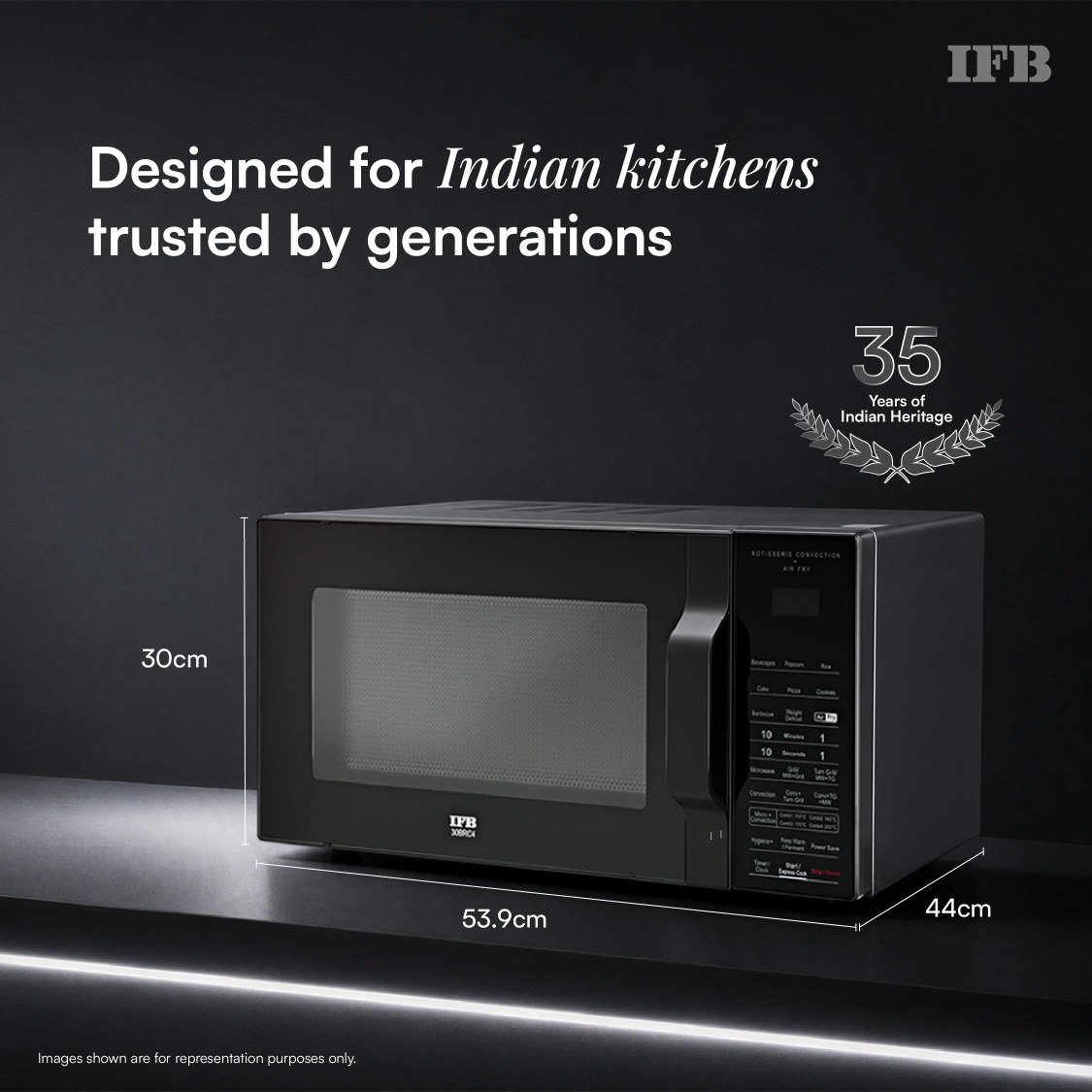 IFB 30L Air Fry Convection Microwave Oven with 360 Degree Motorized Rotisserie, 125 Auto Cook Menus (30BRC4, Black, Auto Defrost, Grill Mode, Combi-Cook Modes, 10 Power Levels)