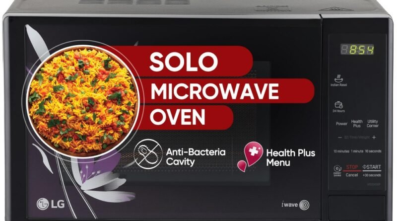 LG 20 L Solo Microwave Oven (MS2043BP, Black, Health plus Menu, I-Wave Technology, Indian Cuisine, Even Reheat & Defrost, Auto Cook Menu, Anti-Bacterial Cavity & Steam Clean)
