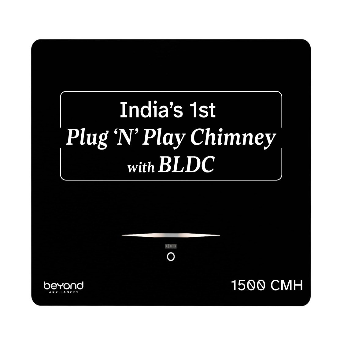 Beyond Appliances Cube BLDC Plug N Play Ductless Kitchen Chimney | 1500 CMH | AutoClean | 5-Stage Advanced Filter | Touch Control | 3-way Suction | 46dB Low Noise | Black | PAN INDIA SERVICE